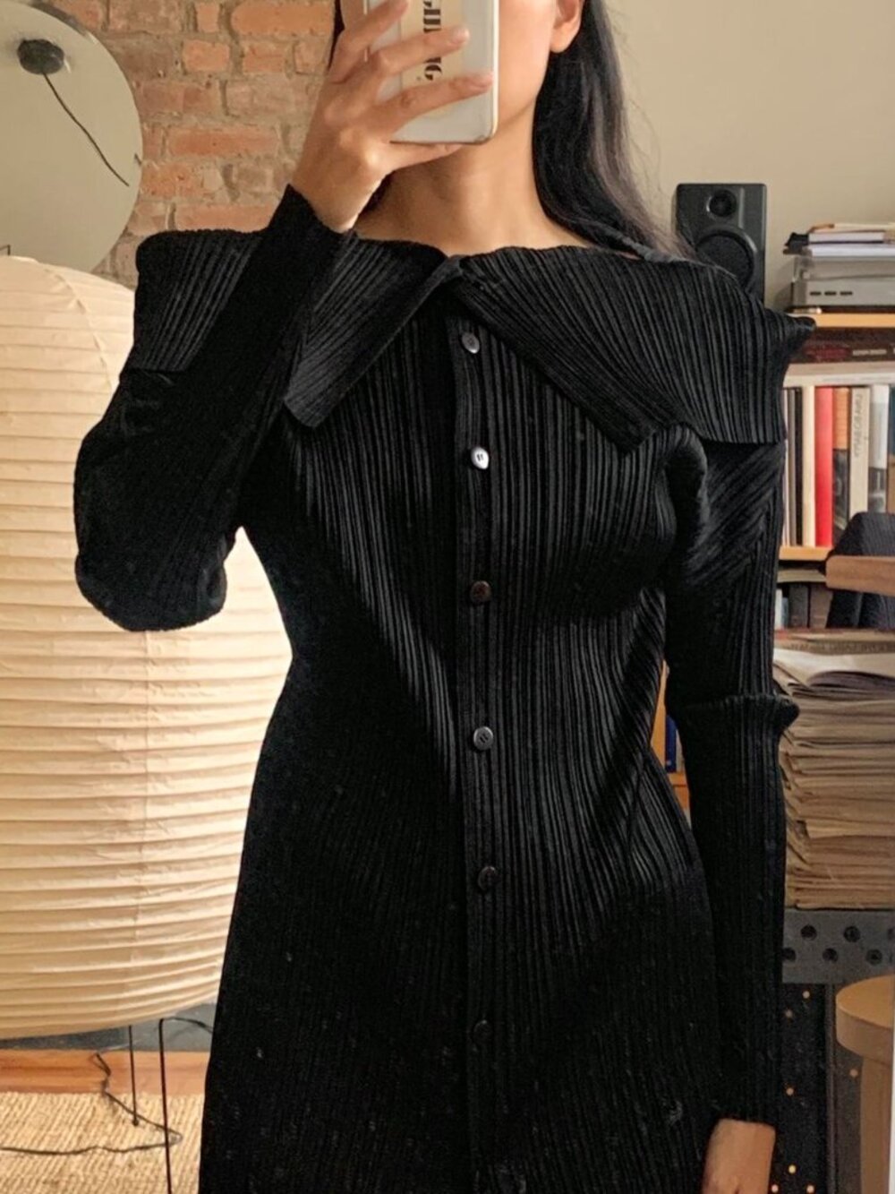 Issey Miyake Pleats Please Fold Collar Midi Jacket Black JP3 - Picture 4 of 8